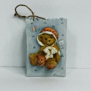 vtg halloween cherished‎ teddies trick or treat blue halloween treat bag 90s